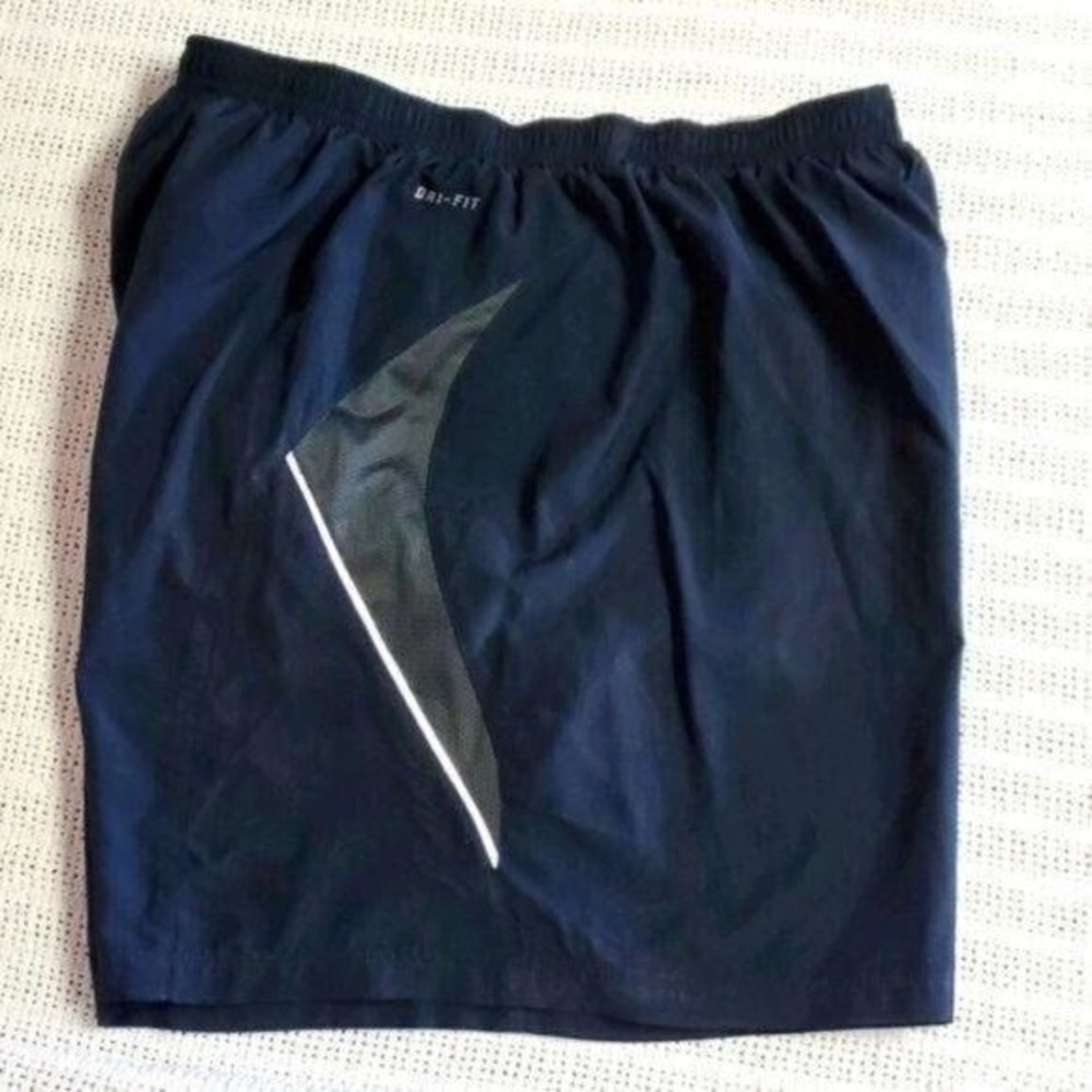 Nike Dri-FIT Mens Navy Blue Running Shorts Mesh Panel Large 320817-478